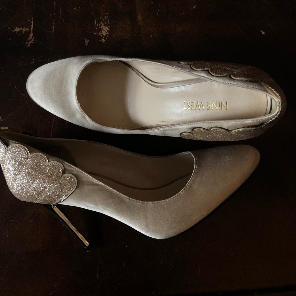 Nine West gold stilettos